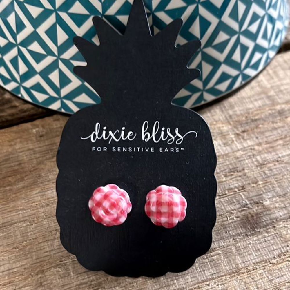 Adorable NWT Plaid Print Flower Earrings